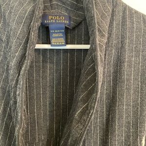 POLO by Ralph Lauren mens robe. Material 100% cotton. Color is gray pinstripe.